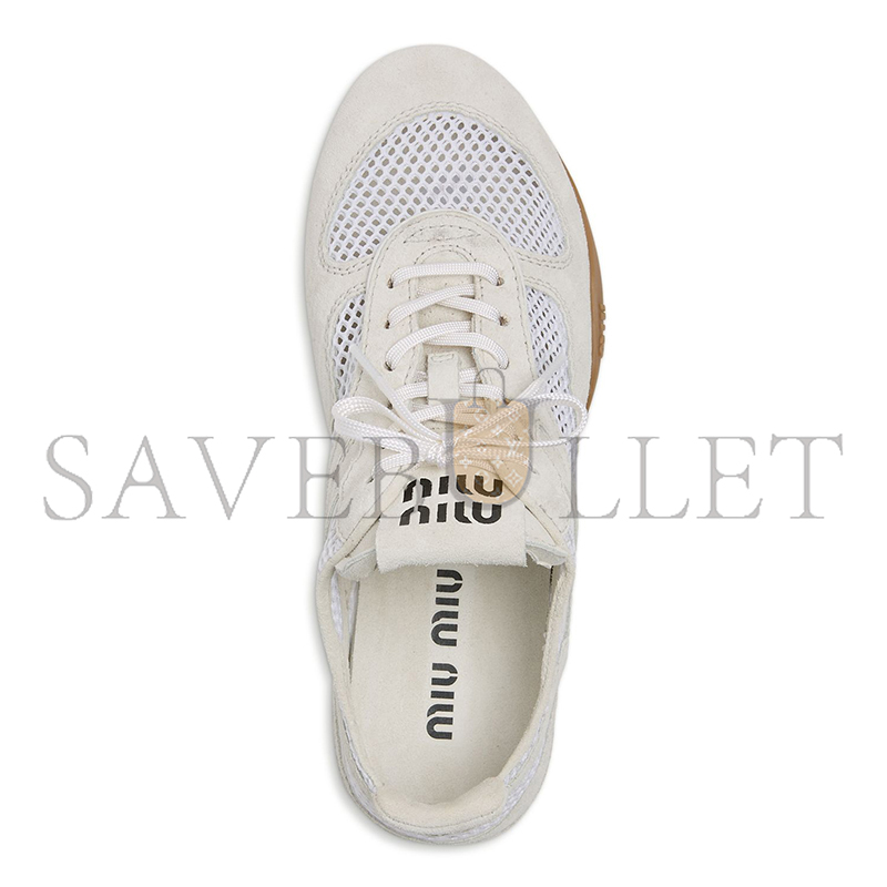 MIU MIU WOMEN'S ALLACCIATE MESH SNEAKERS